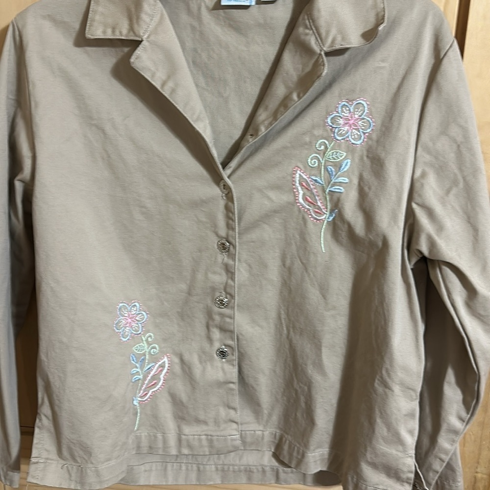 Vintage Adrian Delafield for Haband Beige Embroidered Pantsuit - Picture 7 of 8